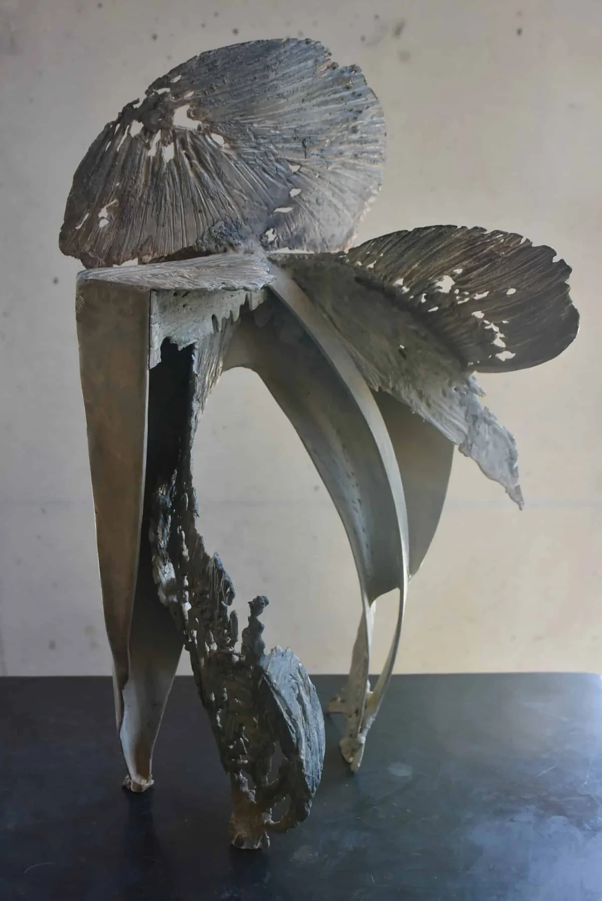 Bronze and steel patinated sculpture of Julien Allègre : Oiseau de lune — View 3