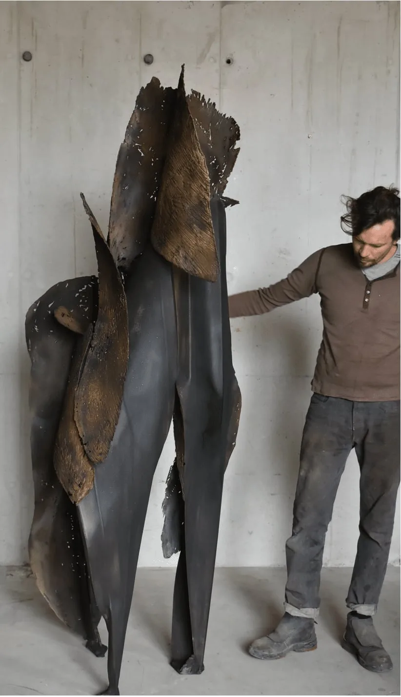 Unique monumental sculpture, metallization on steel by Julien Allègre : Exuvie Sauvage — View 2