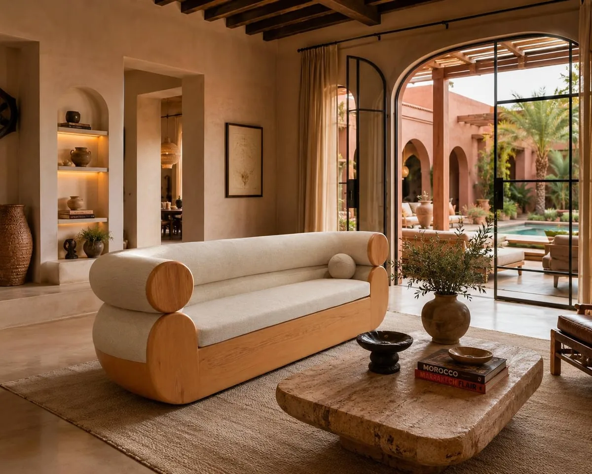 Pod Sofa (solid oak and fabric), View 1