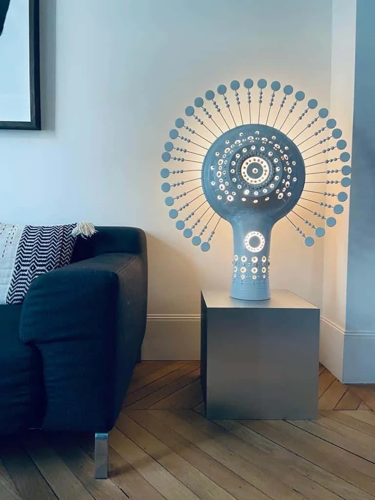 Lampe Soleil de Georges Pelletier en céramique émaillée blanc — Vue 2