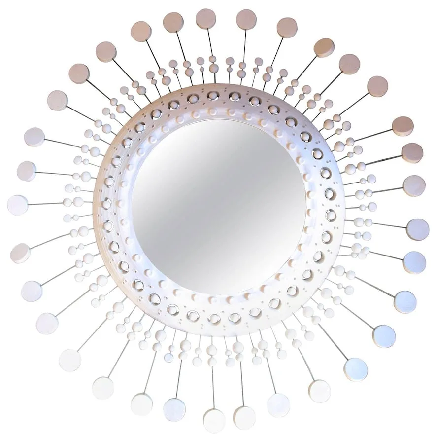 Miroir Soleil en céramique émaillé blanc Georges Pelletier de Georges Pelletier