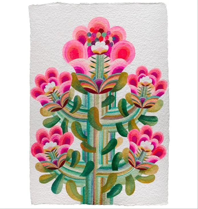Tableau gouache sur papier de la série "Fleurs" de Caroline Rennequin de Caroline Rennequin