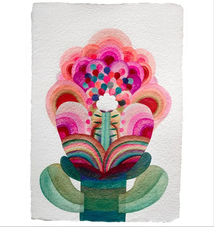 Tableau gouache sur papier de la série "Fleurs" de Caroline Rennequin de Caroline Rennequin