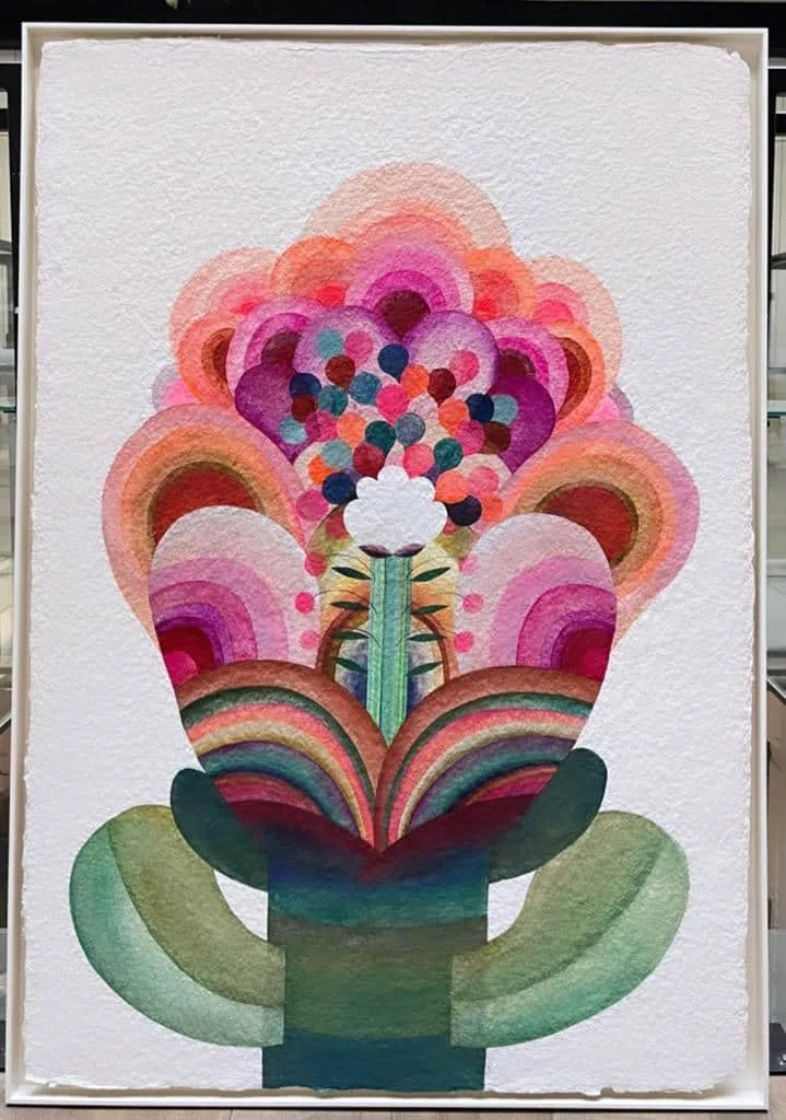 Tableau gouache sur papier de la série "Fleurs" de Caroline Rennequin — Vue 2