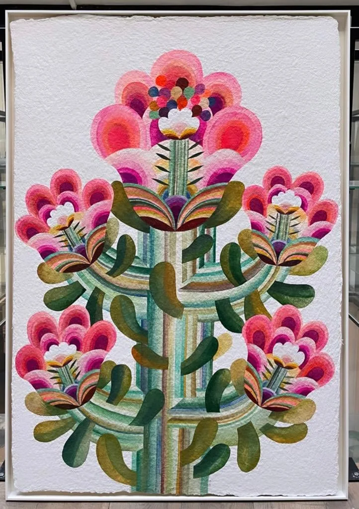 Gouache painting on paper from the 'Flowers' series by Caroline Rennequin — View 2