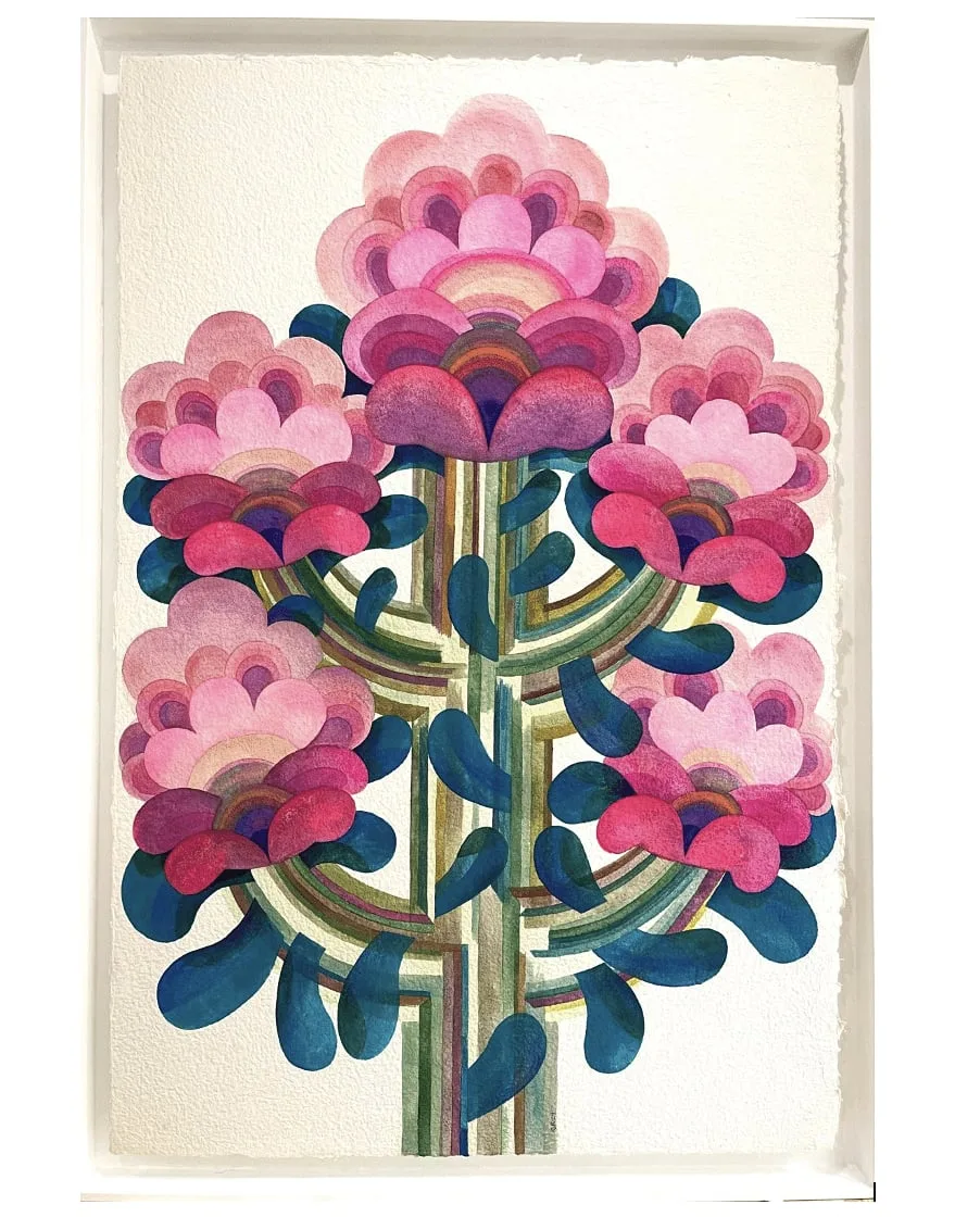 Tableau gouache sur papier de la série "Fleurs" de Caroline Rennequin de Caroline Rennequin