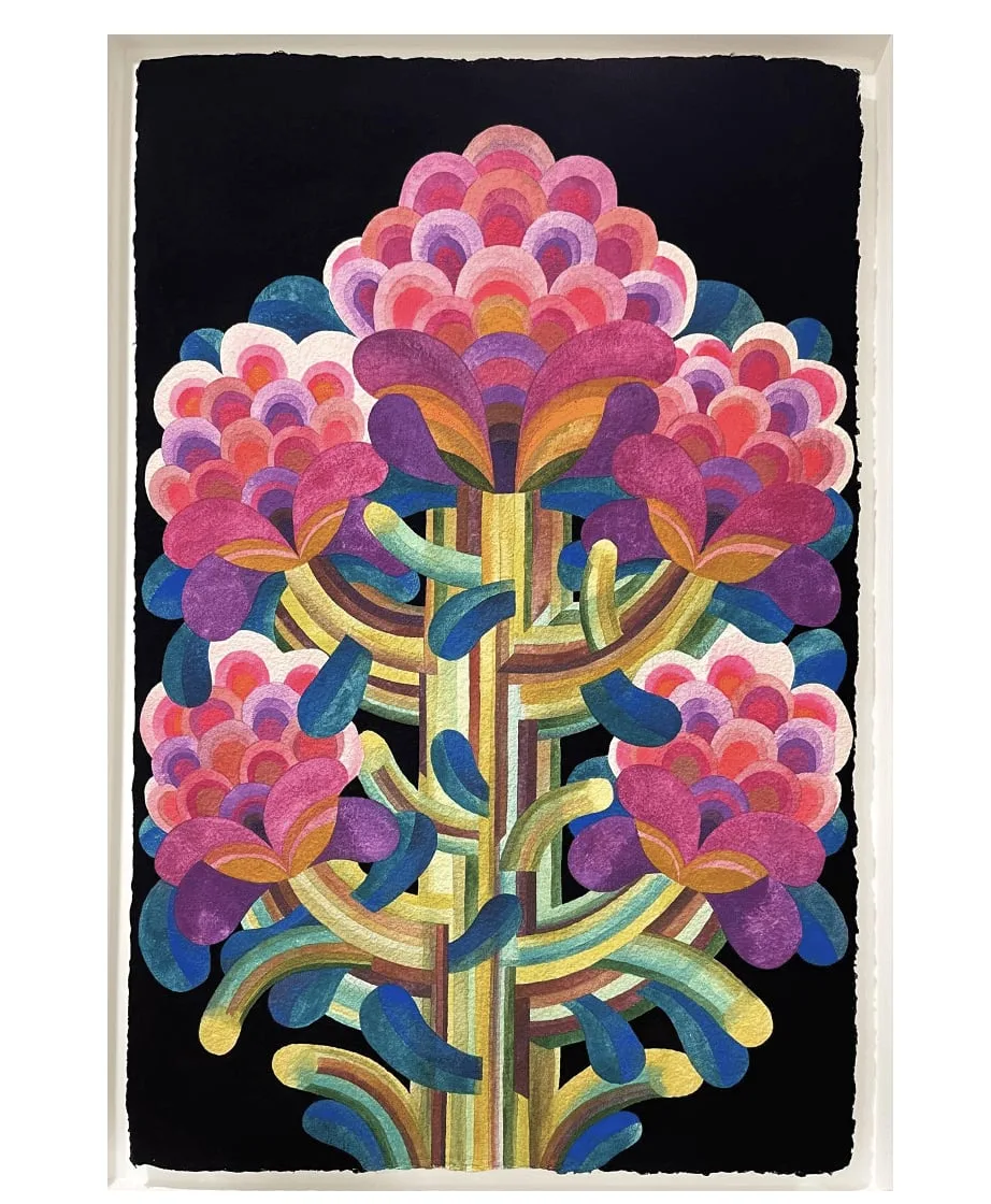 Tableau gouache sur papier de la série "Fleurs" de Caroline Rennequin de Caroline Rennequin