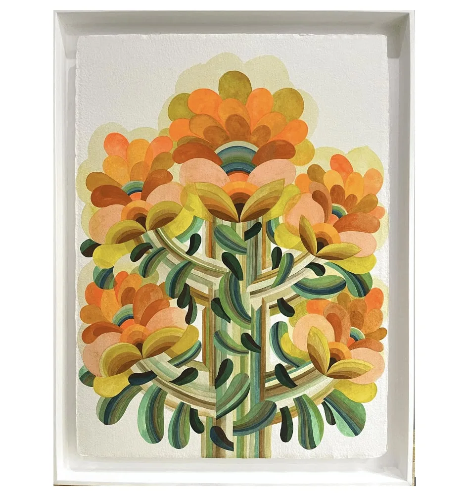 Tableau gouache sur papier de la série "Fleurs" de Caroline Rennequin de Caroline Rennequin