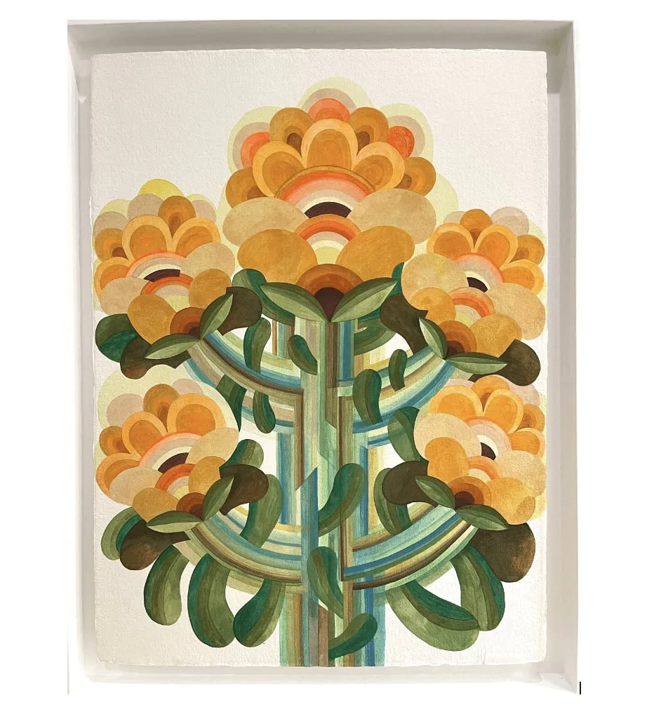 Tableau gouache sur papier de la série "Fleurs" de Caroline Rennequin de Caroline Rennequin