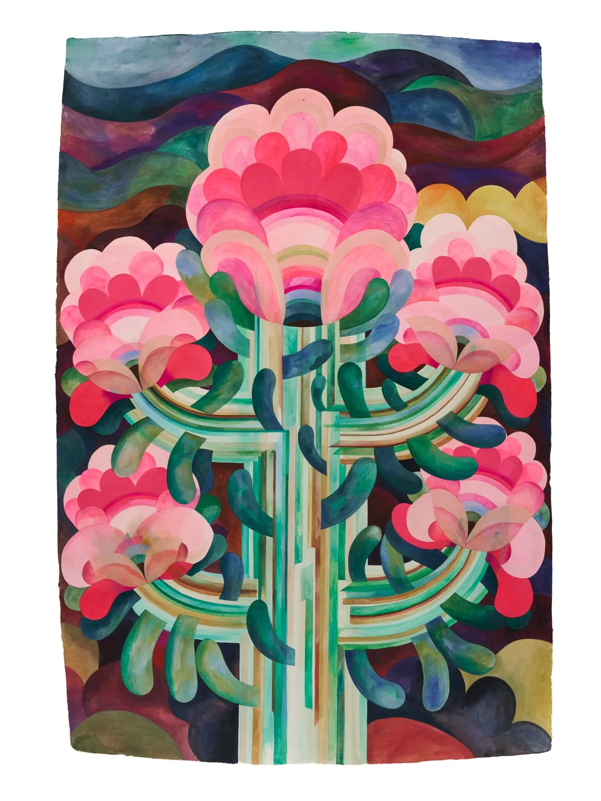 Tableau gouache sur papier de la série "Fleurs" de Caroline Rennequin de Caroline Rennequin