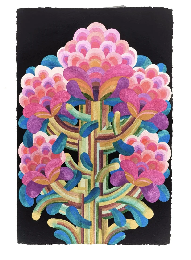 Tableau gouache sur papier de la série "Fleurs" de Caroline Rennequin de Caroline Rennequin