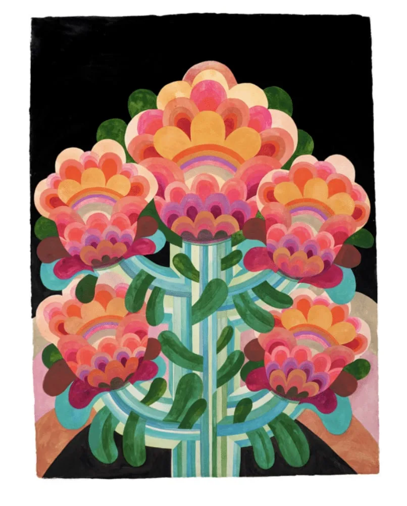 Tableau gouache sur papier de la série "Fleurs" de Caroline Rennequin de Caroline Rennequin