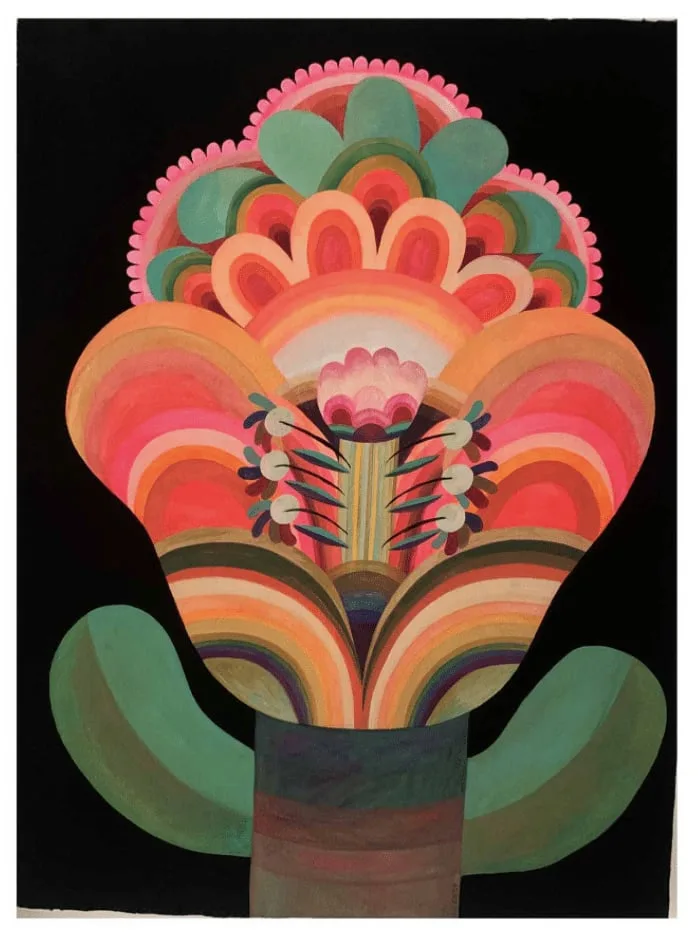 Tableau gouache sur papier de la série "Fleurs" de Caroline Rennequin de Caroline Rennequin
