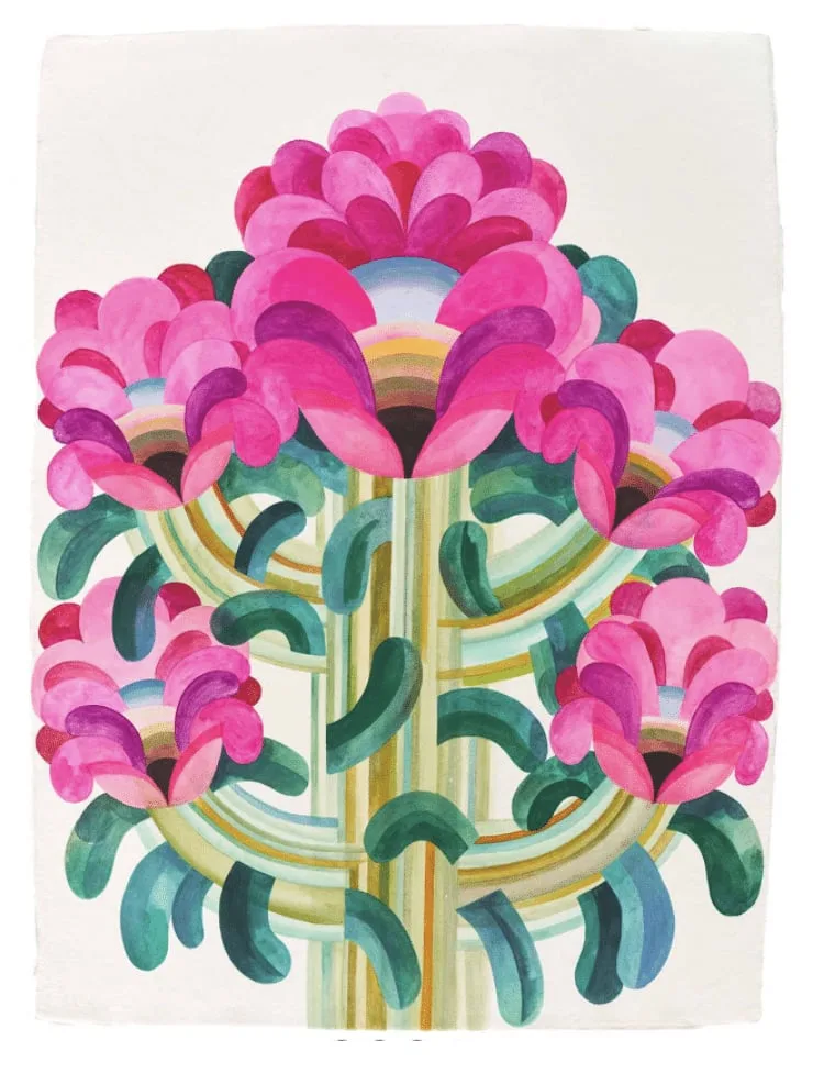 Tableau gouache sur papier de la série "Fleurs" de Caroline Rennequin de Caroline Rennequin