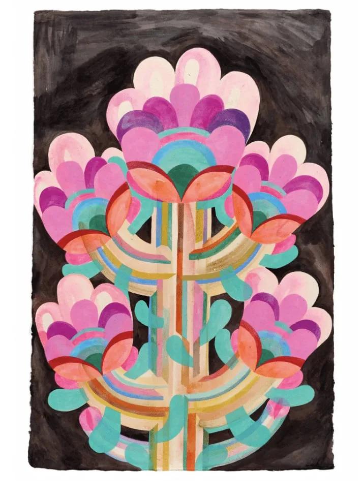 Tableau gouache sur papier de la série "Fleurs" de Caroline Rennequin de Caroline Rennequin