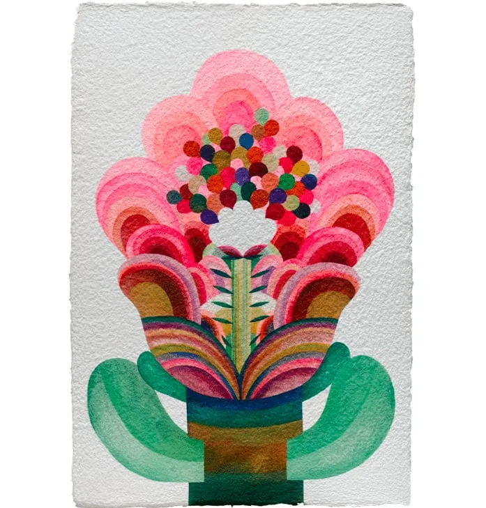 Tableau gouache sur papier de la série "Fleurs" de Caroline Rennequin de Caroline Rennequin
