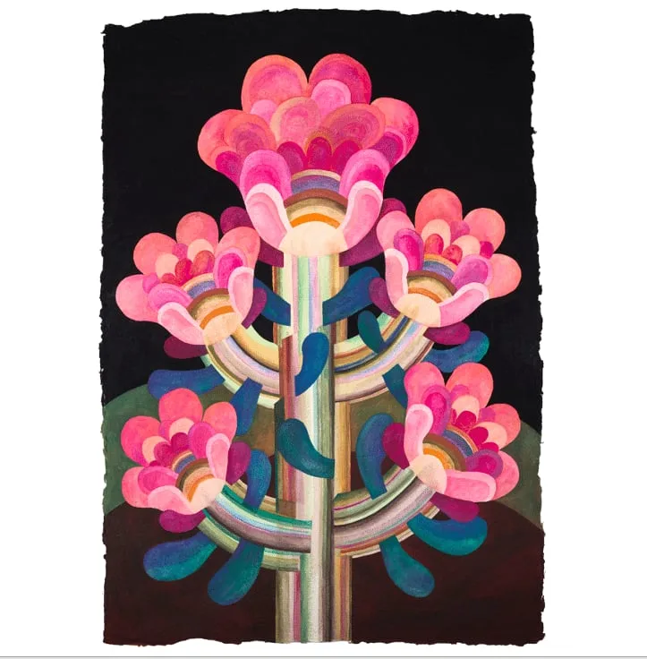 Tableau gouache sur papier de la série "Fleurs" de Caroline Rennequin de Caroline Rennequin