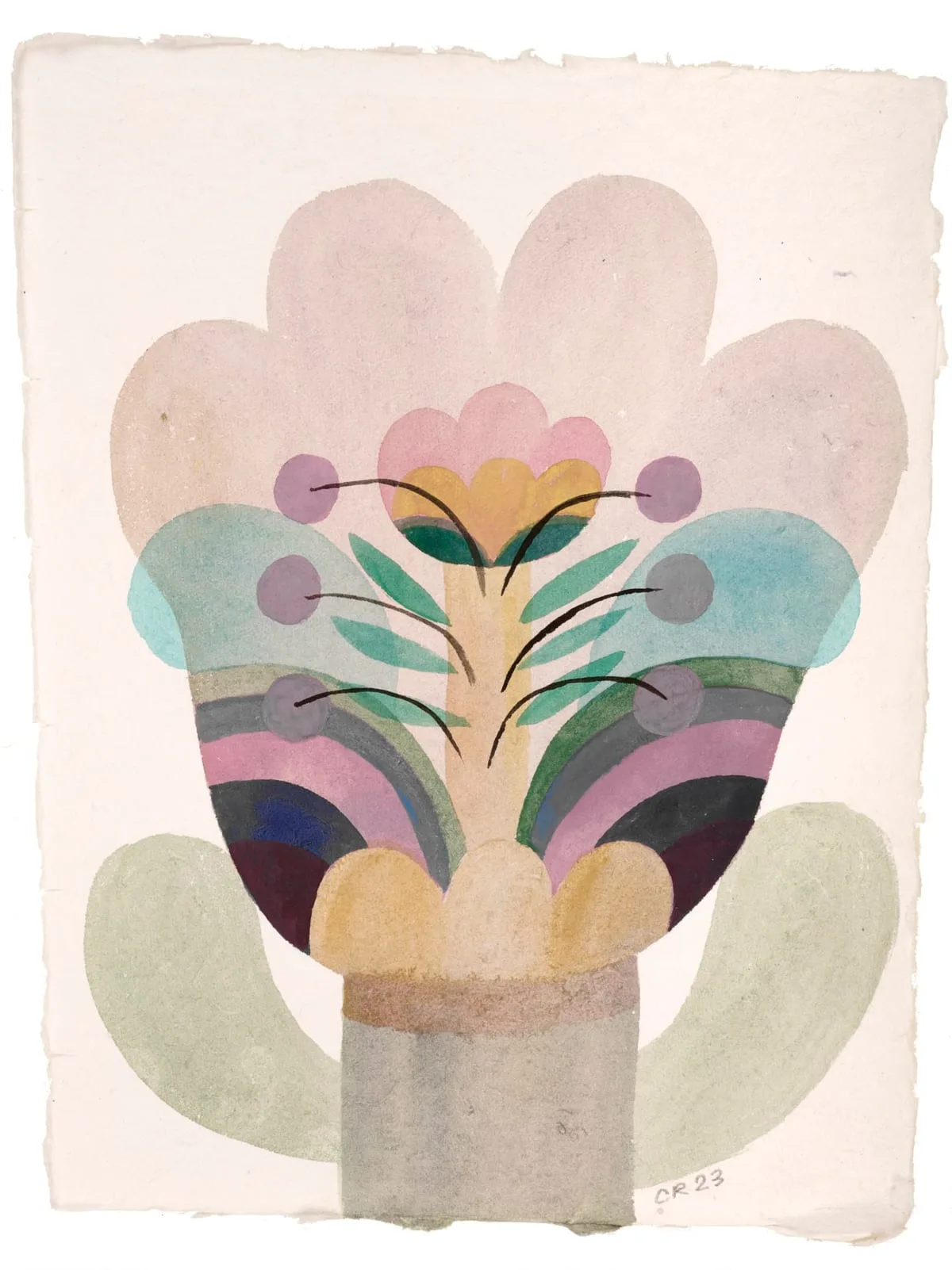 Tableau gouache sur papier de la série "Fleurs" de Caroline Rennequin de Caroline Rennequin