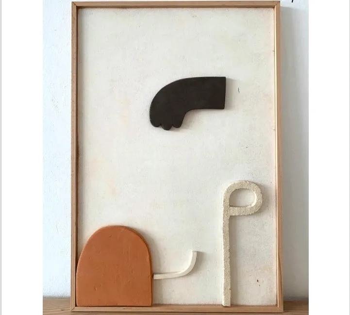 Tableau sculpture céramique et bois de Natalie Rich de Natalie Rich